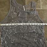 Free People  Dress Womens Size XS Verona Mini Dress Sheer Beaded Gray Slip Photo 3
