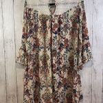 Umgee Womens Tunic Dress M Floral Bell Sleeve Crochet Oversized Bohemian Cottage Photo 7