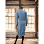 Eva Mendes Denim Shirt Dress Size 8 Snap Front Long Sleeve Chambray Midi Blue Size M Photo 2