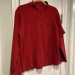 L.L. Bean Size XL Dark Red Mock Neck Quarter Zip Pullover Fleece Top Zip Pocket Photo 2