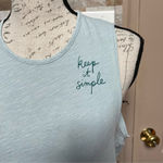 Sundry  Size 1 Small Keep It Simple Peplum Tank w Ruffle Pale Blue Gray Raw Hem Photo 3