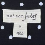 Maison Jules Medium Button Front Short Sleeve Black Top with White Polka… Photo 5
