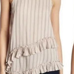 Ro & De NWT  Muted Mauve Striped Ruffle Strap Camisole Tank Top L Photo 0