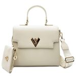 Valentino Orlandi Satchel Top Handle Logo Bag with Matching Wallet Beige Gold Photo 1