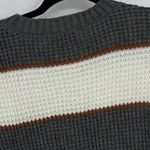 SO GRAY BROWN WHITE STRIPED CREW NECK SWEATER SMALL Photo 4