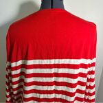 Talbots Charming Cardigan Stripe Ruffle Red White 3XP Photo 8