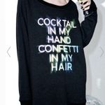 Wildfox Sweatshirt Cocktails Confetti Oversized Dark Grey Sweater Size S NWT Photo 7