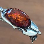 Sterling Silver Vintage  Amber Miniature Violin Pin Brooch Photo 5