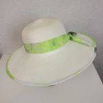 Sun n Sand Womens Sun Hat White Green Tie Dye Ribbon Trim Wide Brim Beach Summer Photo 75