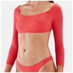 Solid & Striped  Elise Coral Long Sleeve Crop Swim Top Sz L Photo 2
