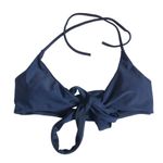 Womens Bikini Top Tie Front Wrap Halter Navy Blue S Photo 0