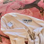 I am gia valentina white scoop cowl front clasp halter neck going out top Photo 6