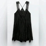 ZARA  dress in size small NWT black color style it in many ways bohemian, western Photo 2