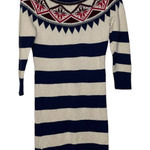 American Eagle  Sweater Dress Size Medium‎ Navy Cream Striped With Nordic Pattern Photo 0