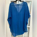 BCBGMAXAZRIA  Y2K Blue Metal Embellishments Kimono Swim Cover Up Blouse Size O/S Photo 1