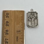 Vintage Religious Medal‎ Pendant Virgin Mary & Cross Charm Silver Tone Photo 1