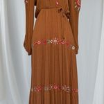 easel  Embroidered Camel Maxi Dress S Photo 12