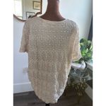 Worthington Women's 2XL Beige Lace Textured V-Neck Blouse Short Sleeve Photo 1