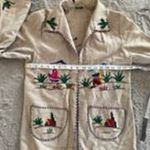 Vintage Lopez Mexican‎ Wool Open Tourist Coat Jacket Yarn Embroidered Tan Sz S/M Size M Photo 8