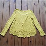 Anthropologie Chartreuse Scalloped Knit Sweater Size Small Photo 2