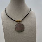 Cookie Lee Vintage  Capiz Shell on Black Leather Cord Disc Women’s sz 17” Photo 2