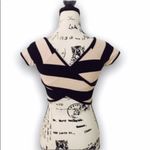 Forever 21  Cream & Black Striped Scoop Neck Crop Top - Size S Photo 2
