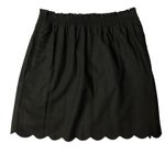J.Crew Scalloped Linen-Cotton Pull On A-line Mini Skirt Black Size 10 Photo 2