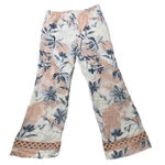 Wide Leg Palazzo Pants Pull On Snake Skin Print Floral M Pockets Elastic Tie Silver Size M Photo 0