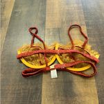 For Love & Lemons Intimates Lace Underwire Bra Size S Burgundy Gold Red Photo 3