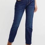 Free People High Rise Clean Girlfriend Raw Hem Crop Jeans (Dark Wash) - 25 Photo 0