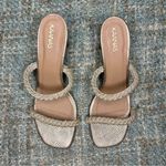 Kaanas  Ariana Braided Heeled Sandals in Champagne Croc Photo 8