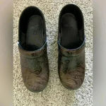 Dansko  Paisley Engraved Brown Leather Clogs Photo 2