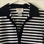 Talbots Black and White Striped Polo Top Photo 3