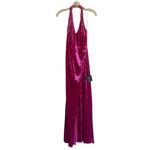 NWT LULUS Alluring Elegance Hot Pink Crushed Velvet Halter Maxi Dress Pink XS Photo 6