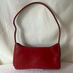 Vintage Y2K Leather Baguette Bag Purse Zip Closure Minimalist Cherry Red Photo 0