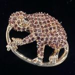 Elegant Vintage Gold & Amber Glass Stones of Tamarin Squirrel Monkey Brooch Photo 1