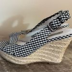 American Eagle Gingham Print Platform Wedges Shoes Women’s Size 7 Black White Photo 4