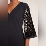 Ro & De Anthropologie  Ariel Sequined Sleeve V-Neck Midi Dress Black Size XS‎ Photo 4
