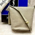 YSL RARE Vintage Woven Taupe Shoulder Bag Full Inclusion Photo 1