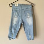 American Bazi High Waisted Knee Length Denim Jorts Jean Shorts Light Wash Casual Photo 4