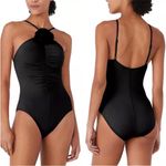 Kate Spade  New York Womens High-Neck Rosette One Piece Swimsuit‎ Medium Black Photo 1