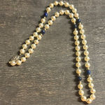 Vintage Pearl and Lapis Blue Bead Necklace Photo 0