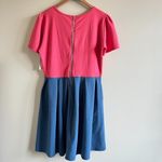 LuLaRoe NEW ‎ Amelia Dress Colorblock Coral Pink Blue Short Sleeve Womens … Photo 7