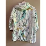 Dolcezza 100% Linen Jacket Women's Sz Large Colorful‎ Button Up Hooded Pockets White Photo 3