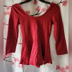 EXPRESS New Without Tags  3/4 Sleeve Peplum Shirt Dark Red Size XS Photo 2