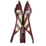 Burberry Women’s Vintage Butgundy Patent Leather Nova Check Peep Toe Flats 41 Photo 9