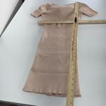 Olivaceous Oliveaceous Dress Womens Medium Beige Ribbed Knit Short Sleeve Bodycon Cutout Photo 7