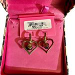 Betsey Johnson Betsy Johnson Rhinestone Earrings (Heart with Black Rose in the Middle) Photo 2