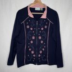 VTG Shenanigans‎ Cardigan Jacket Size L Blue Embroidered Floral Granny Cottage Size L Photo 0
