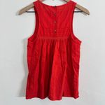 Madewell  Red Embroidered Button Back Swing Tank Top Size 0 Photo 6